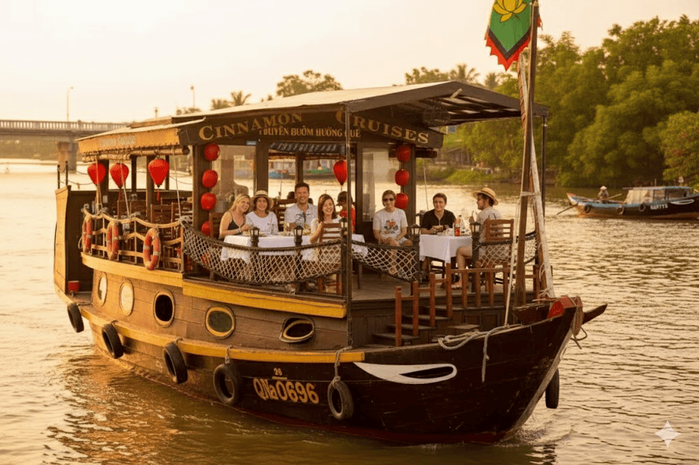 Take a cruise along the Thu Bon River in Hoi An, enjoying scenic views and a relaxing dining experience